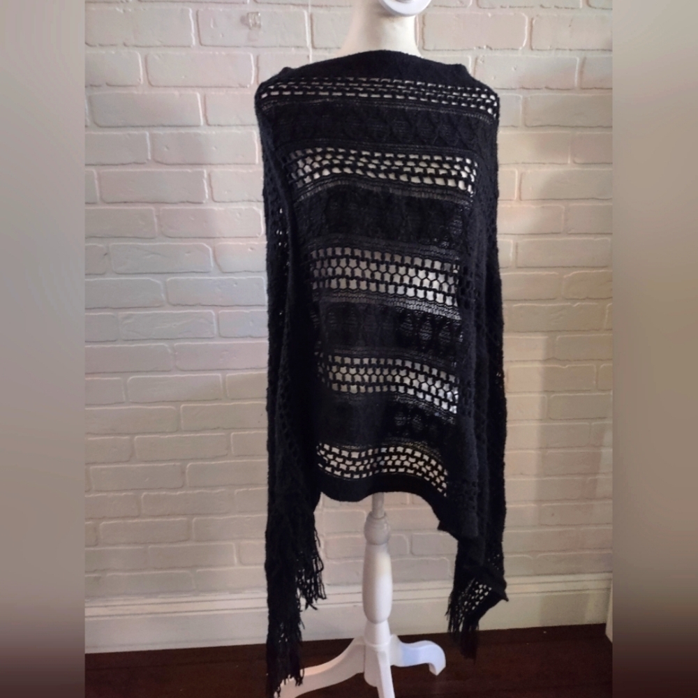 Black Knitted Poncho